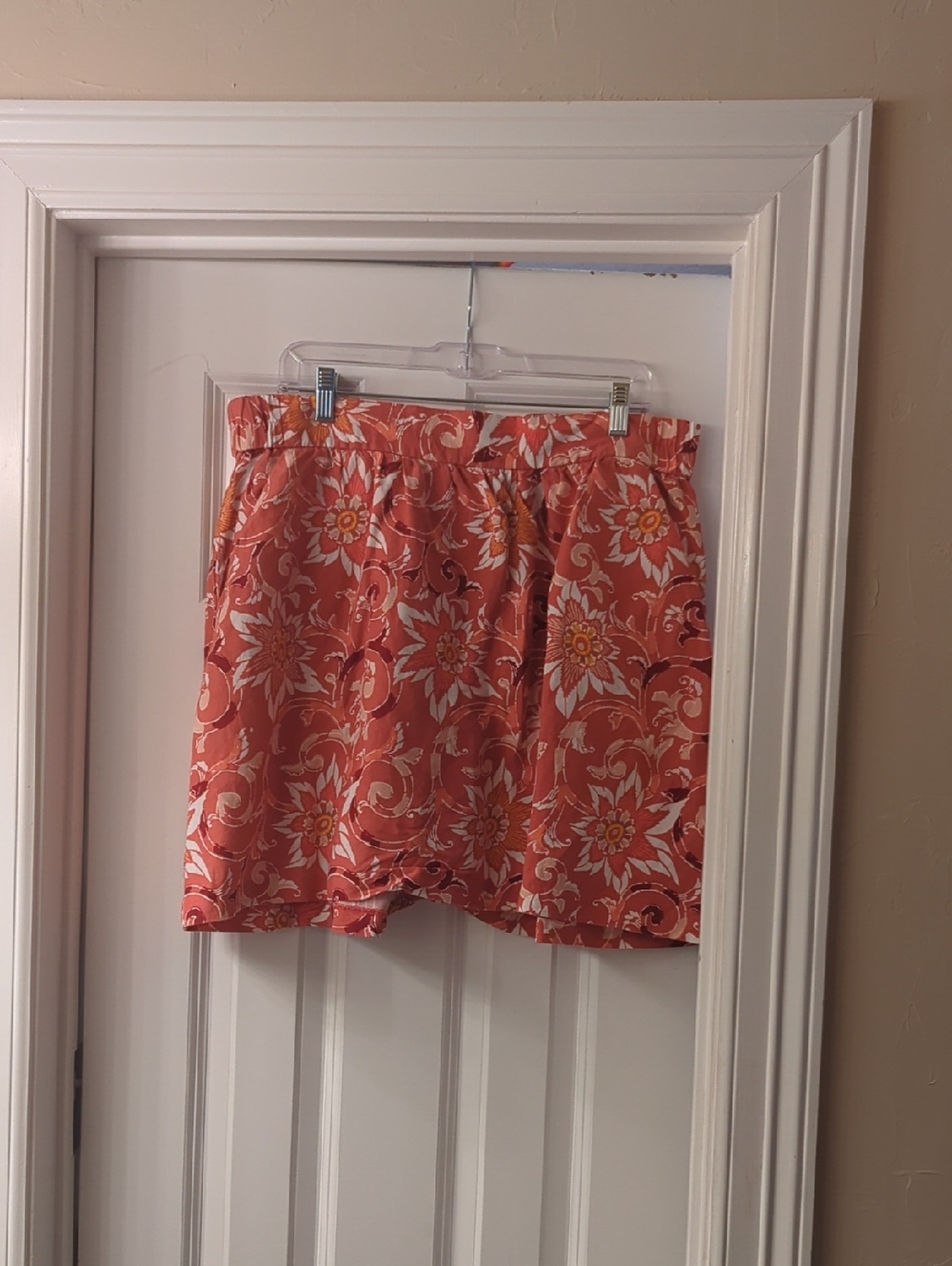 LOFT coral floral skirt